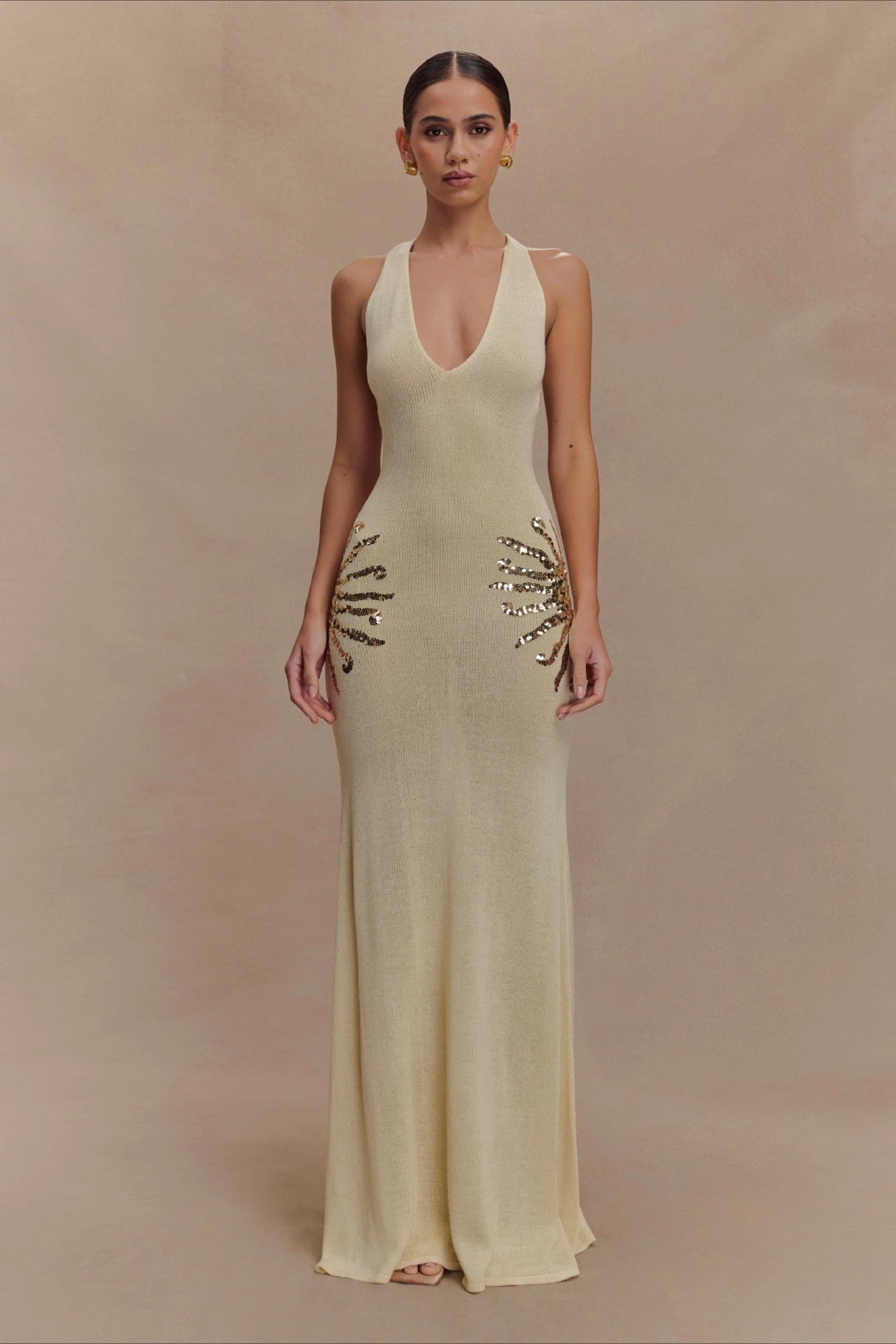 Elegant U Neck Solid Sweater Dress image 1