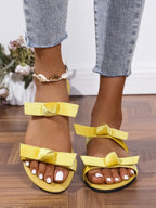Dahlia Flat Sandals detail view styled for Avrienne