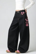 Chic Y2K Vintage Embroidered Wide Leg Jeans image 2