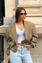 Vintage Solid Wool Blazer Wide-Collar Short Coat image 2