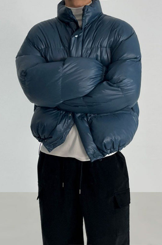 Classic Collar Cropped Solid Puffer Jacket image 5