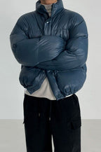 Classic Collar Cropped Solid Puffer Jacket image 5