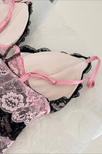 Sexy Black Pink Color Block Lace Trim Cami Top image 4