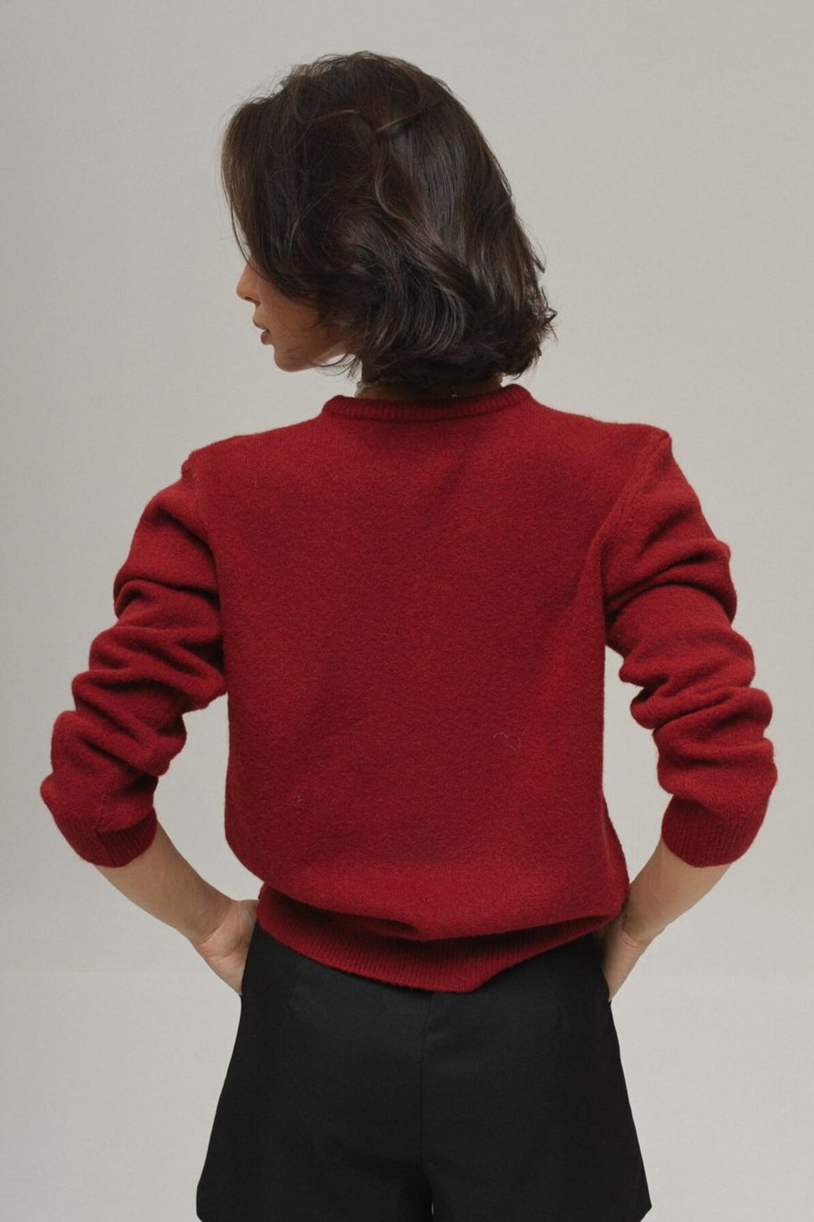Minimalist Knitted Gold Buckle Crew Neck Cardigan image 5