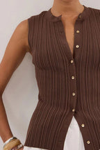 Ribbed Sleeveless Knit Cardigan image 3