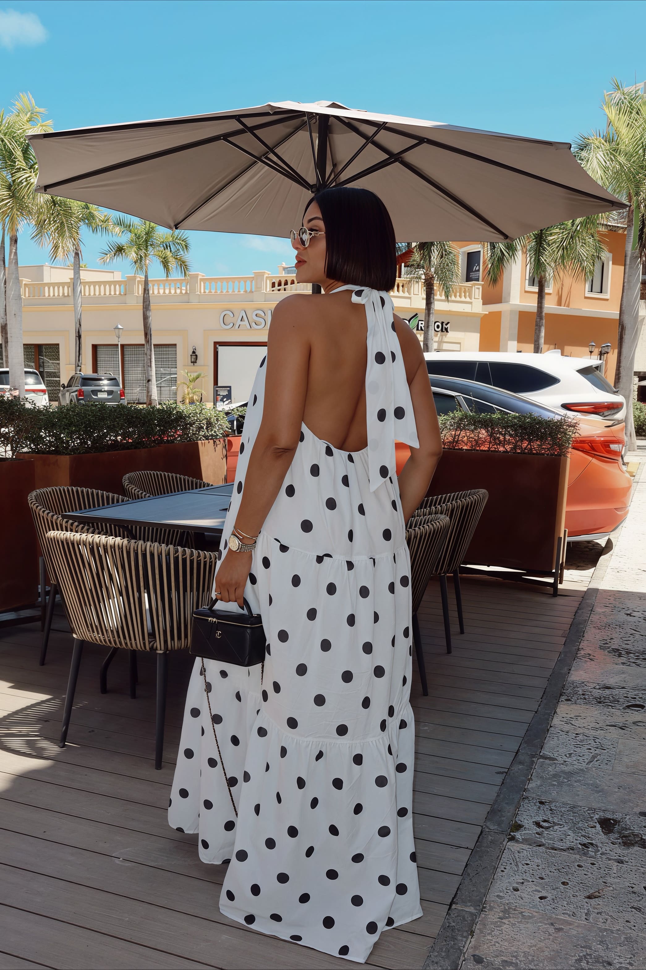 Elegant African Polka Dot Patchwork Halter Neck Swing Maxi Dress image 5