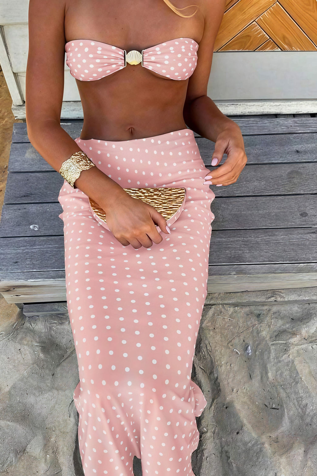 Sexy Polka Dot Mesh Skirt Three Piece Swim Set image 2