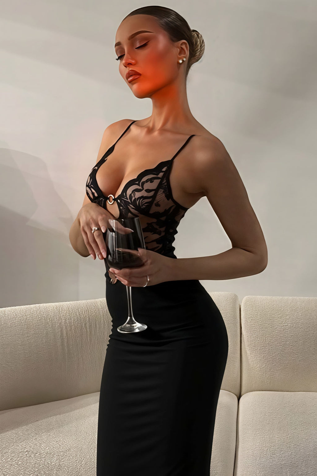 Sexy Lace Strapless Cami Bodycon Maxi Dress image 2