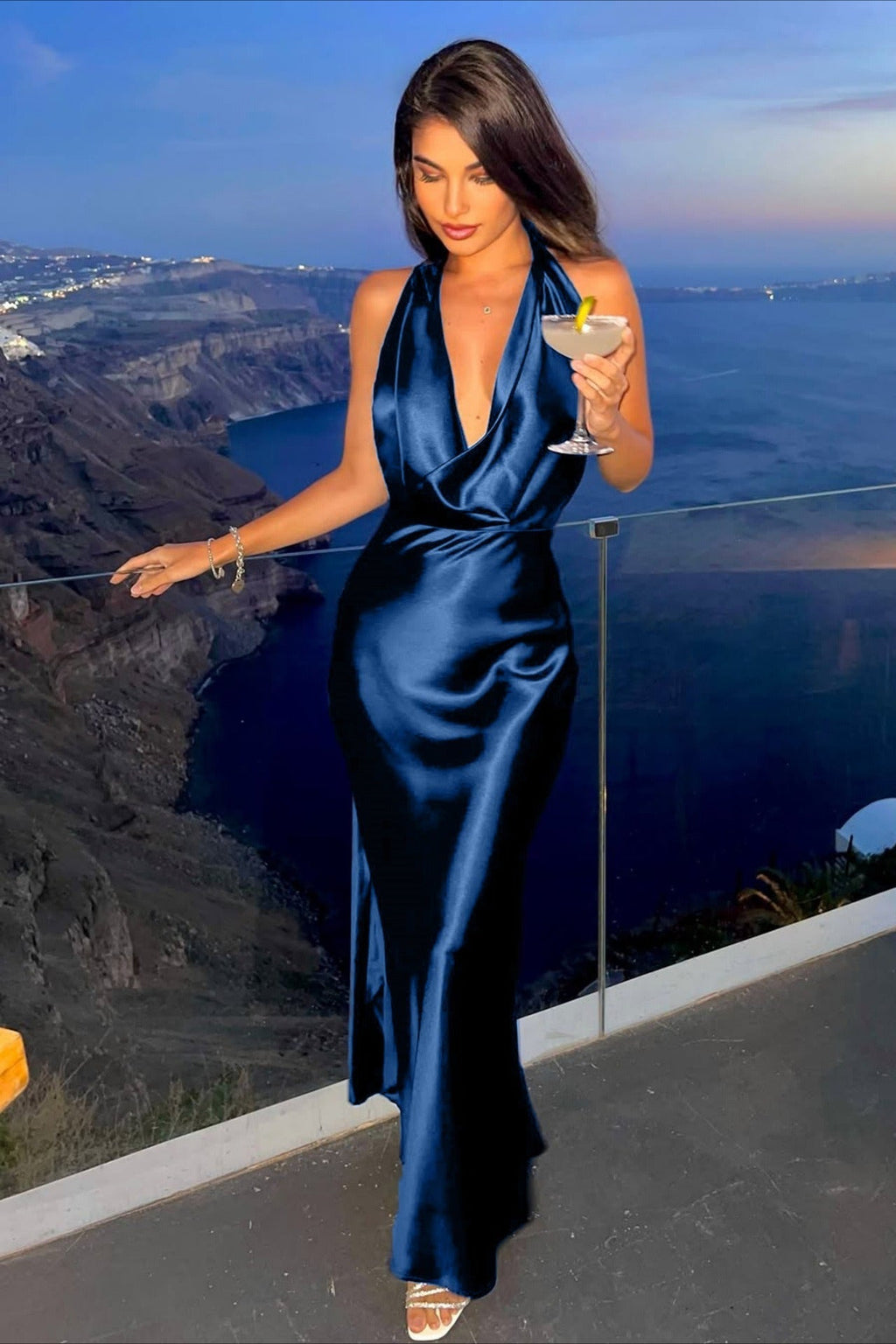 Sexy Halter Cowl Neck Backless Maxi Dress image 4