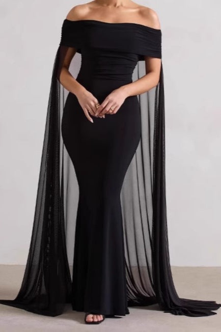 Strapless Cape Long Formal Dress image 5