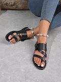 Lucia Buckle Sandals detail view styled for Avrienne