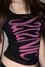 Backless Tie Printed Slim T-shirt image 1
