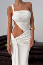 One Shoulder Ruched Backless Bodycon Maxi Dress image 1