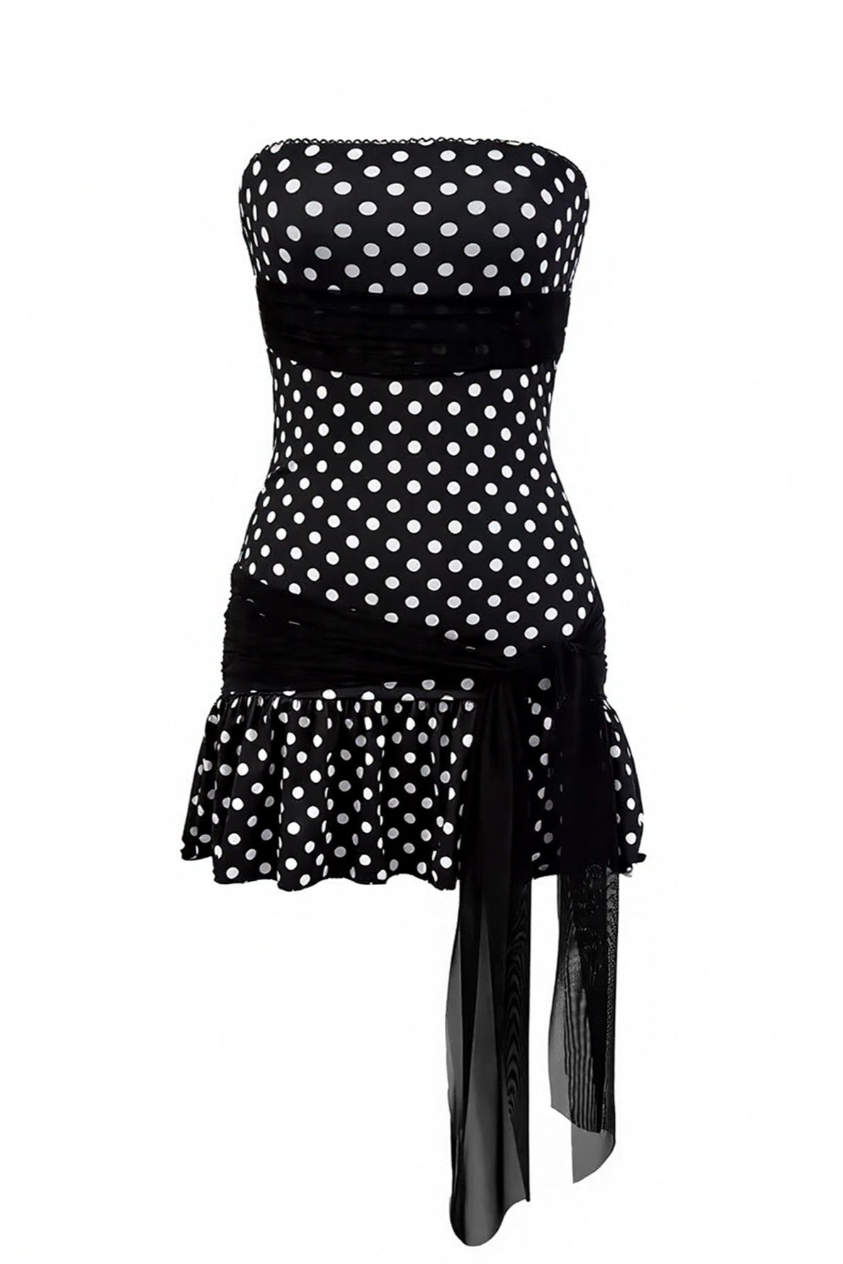 Strapless Tie Polka Dot Mini Dress image 5