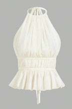 Elegant Backless Chiffon Tie Halter Top image 3