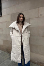 Long Stand Collar Relaxed Quilted Puffer Jacket image 10
