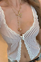 Sexy Ruffled Stripe Lace Tank Top image 15