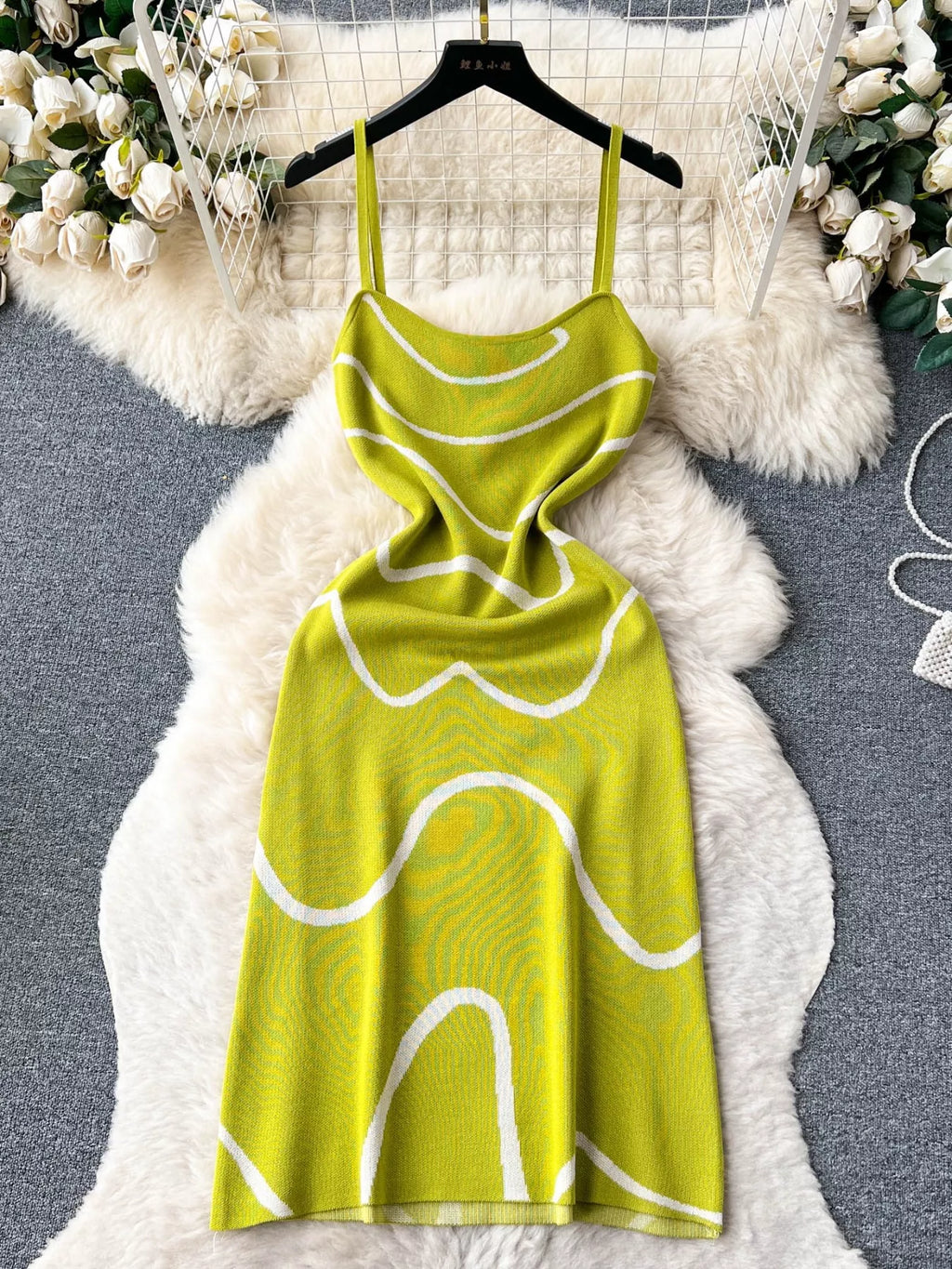 Romy Knit Midi Dress detail view styled for Avrienne
