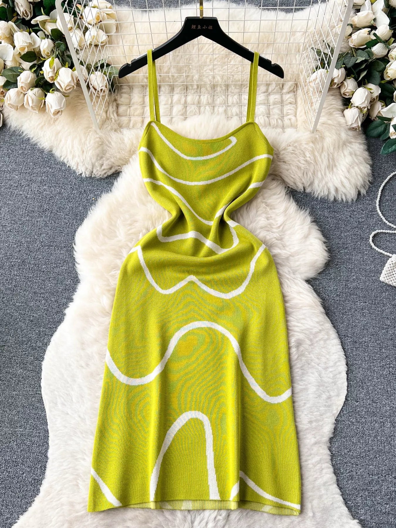 Romy Knit Midi Dress detail view styled for Avrienne