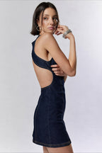 Denim Slim Sleeveless Mini Dress image 4