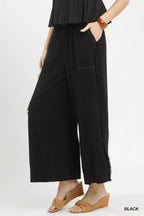 Laurel Linen Trousers detail view styled for Avrienne