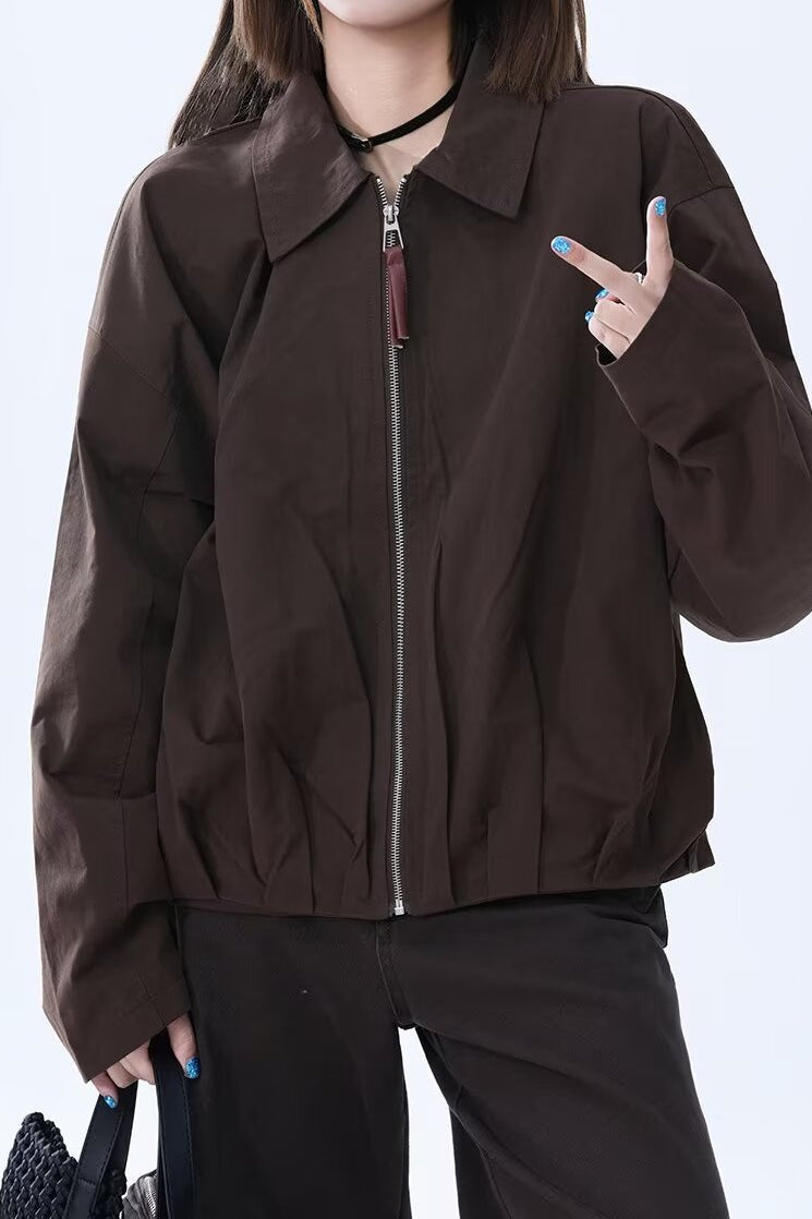 Brown Faux Leather Relaxed Jacket image 3