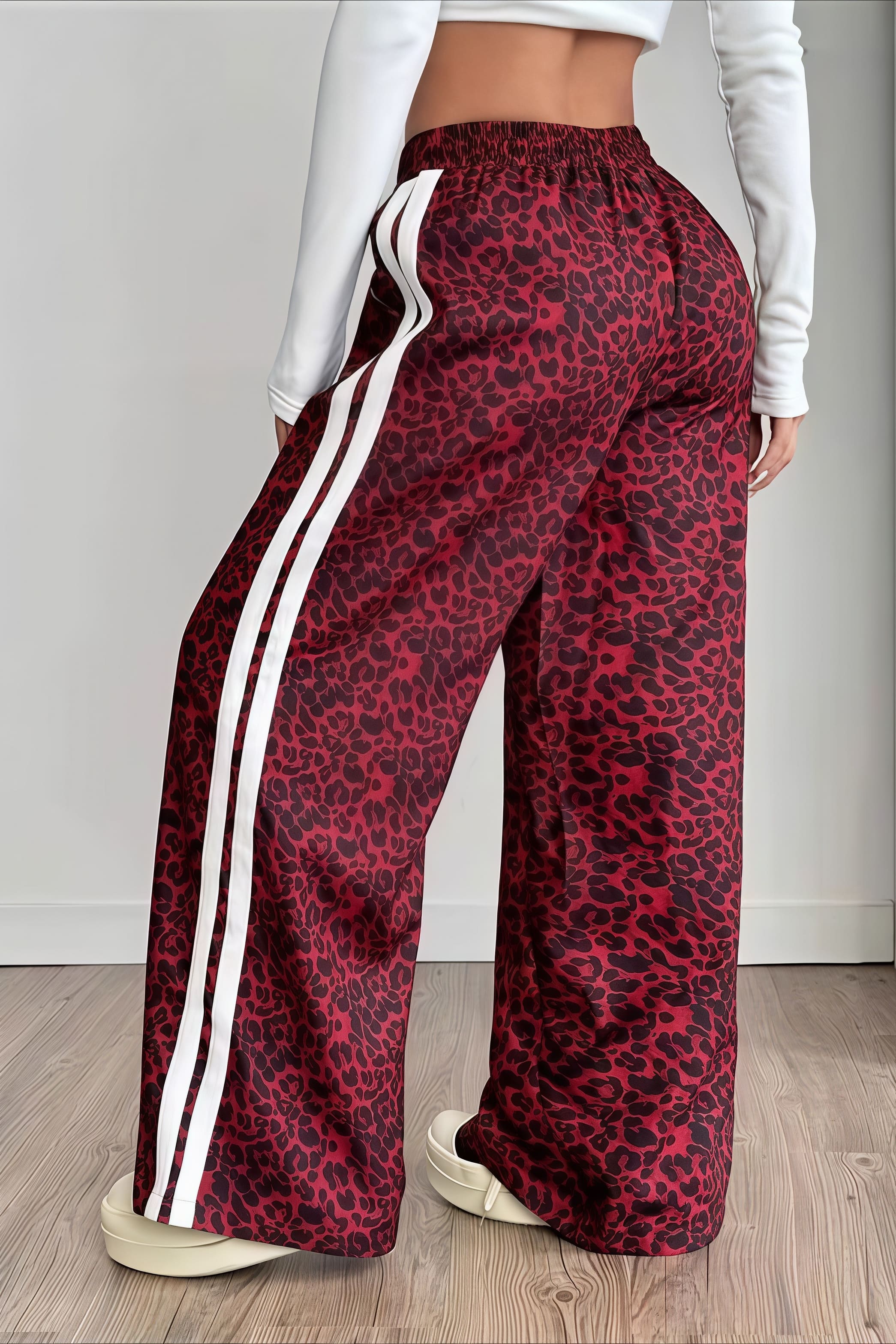 Leopard Print Spliced Casual Pants image 3