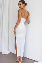 Sexy Lace Backless Strapless Midi Dress image 2