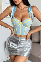 Chic Satin Ribbon Lace Up Corset Cami Top image 2