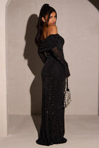 Sequin Off-Shoulder Fitted Party Dress image 7