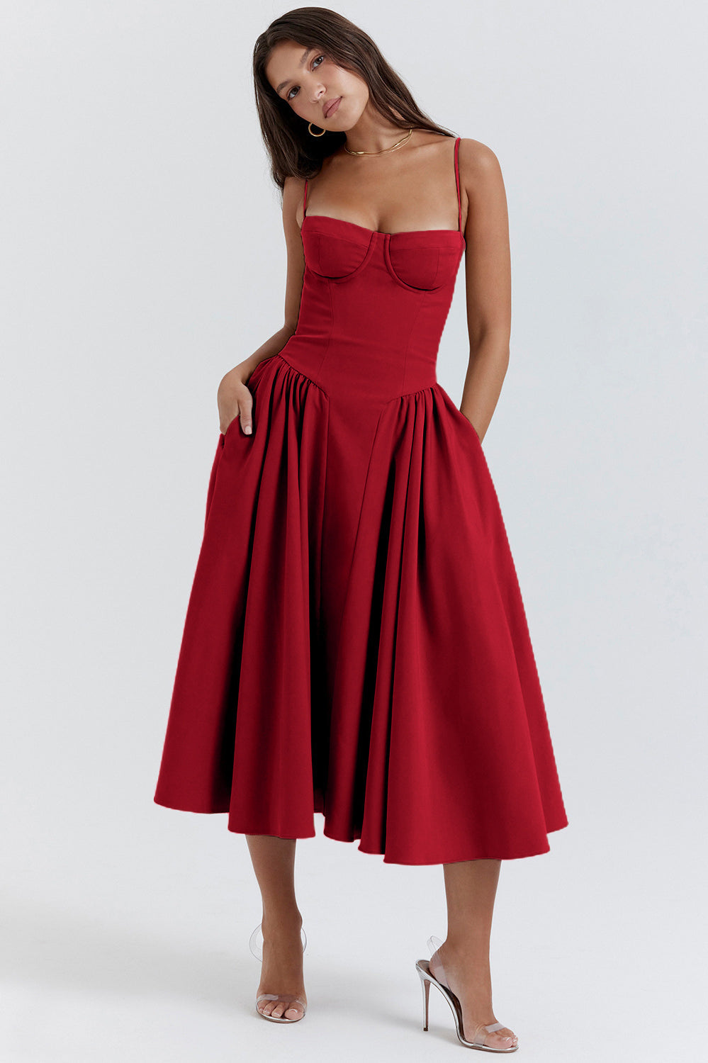 Elegant Vintage Cami Bodycon Midi Dress image 5