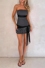 Strapless Tie Polka Dot Mini Dress image 4