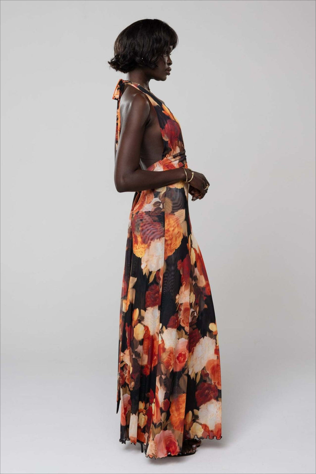 Halter Backless Printed Slim Maxi Dress image 10