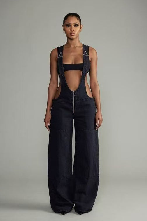 Low Rise Wide Leg Overall Jeans image 12