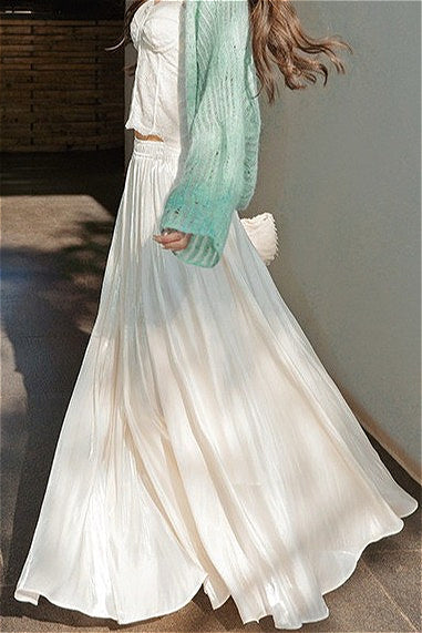 Mermaid Shiny Acetate Like Maxi Skirt image 6