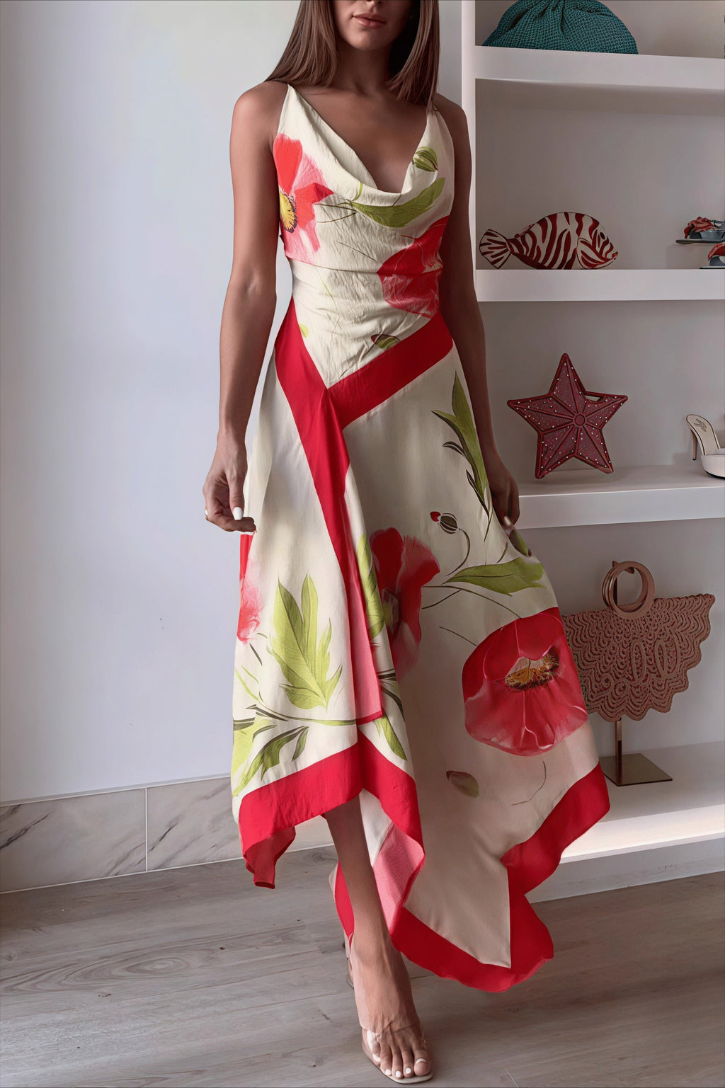 Vacation Floral Cami Backless Maxi Dress image 1