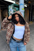 Checked Lined Reversible Fashion Hoodie image 1