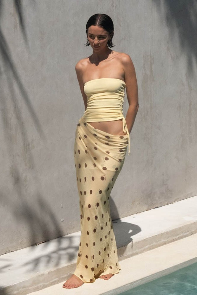 Sexy Strapless Polka Dot Patchwork Slim Maxi Dress image 2