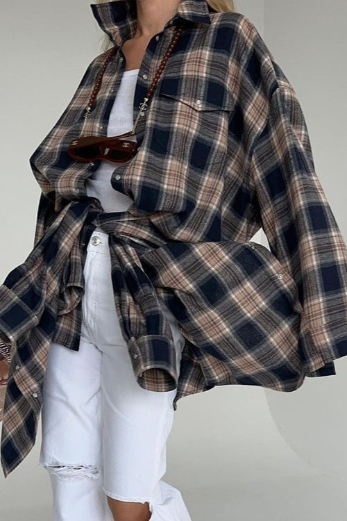 Boyfriend Style Plaid Shirt Blouse image 2