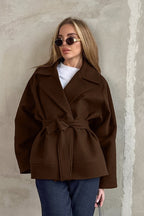 Vintage Brown Belted Wool Blend Midi Coat image 2