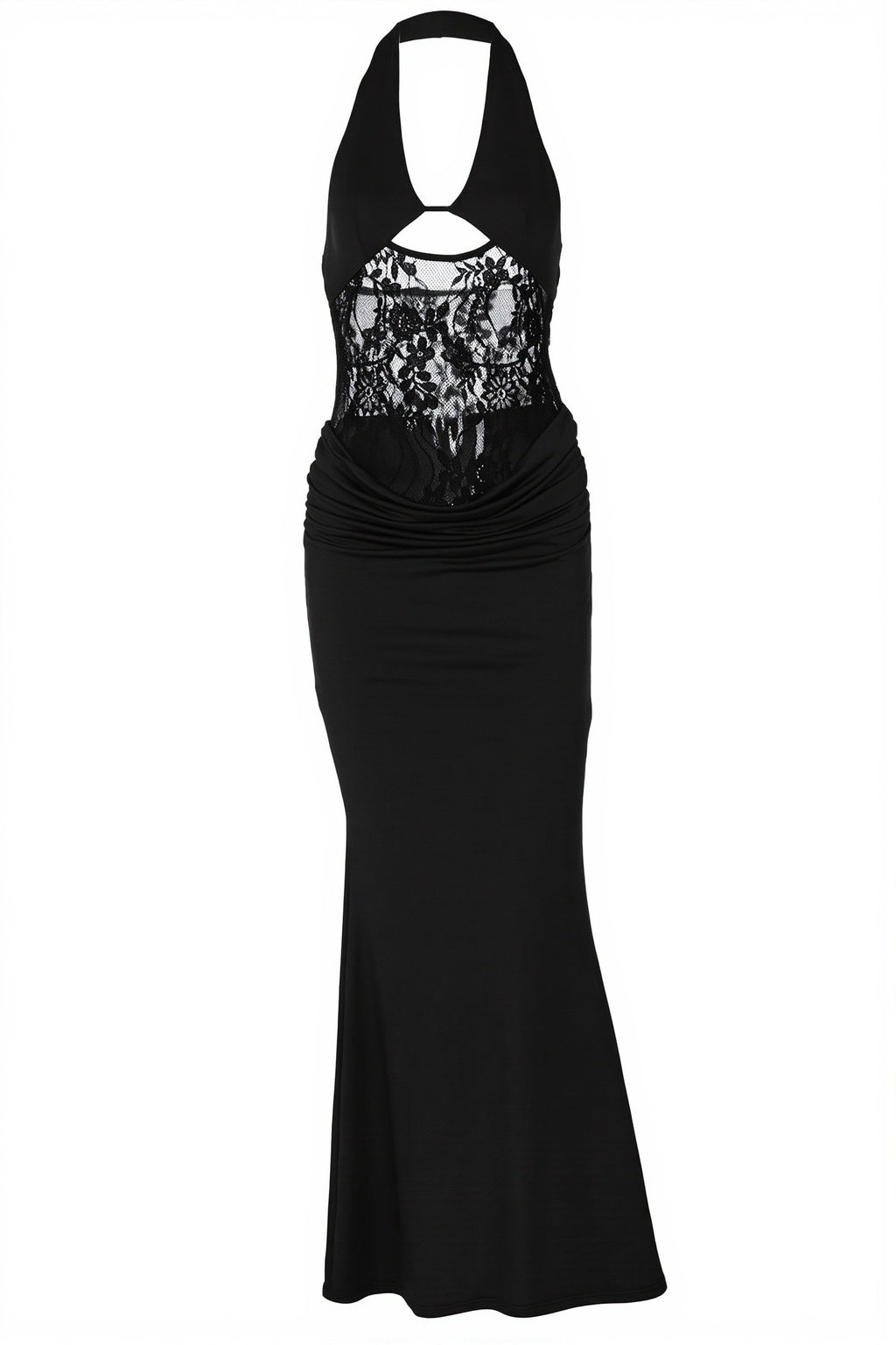 Sexy Sheer Lace Halter Open Back Bodycon Maxi Dress image 5