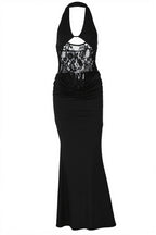 Sexy Sheer Lace Halter Open Back Bodycon Maxi Dress image 5