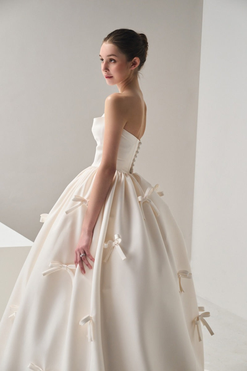 Bow Satin Bandeau Ball Gown Wedding Dress image 3