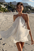 Elegant Halter Metal Button Backless Mini Dress image 1
