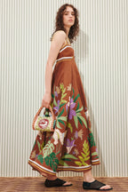 Floral Stripe Long Casual Boho Dress image 2