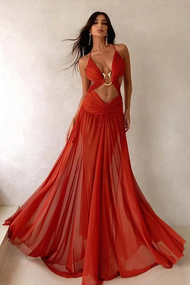 Mesh Hollow Out Boho Dress image 7