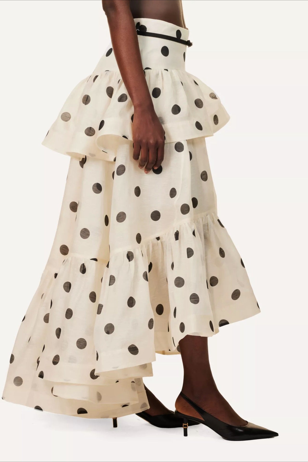 Tiered Ruffle Polka Dot Midi Skirt image 2