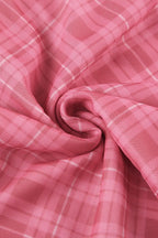 Red Plaid Mesh Ruched Two Piece Set image 6