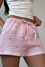 Casual Pink Stripe Wide Leg Shorts image 4