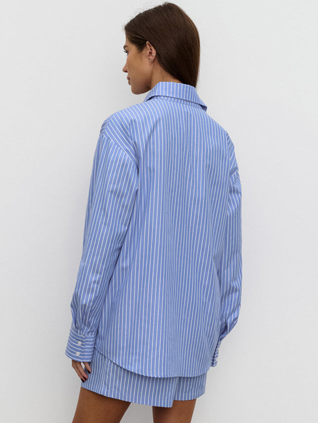 Chic Striped Cotton Casual Set  Blouse image 4